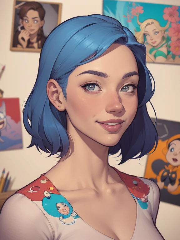 um desenho animado de uma mulher com um sorriso no rosto, retrato de desenho animado, arte dos desenhos animadosstyle, pintura digital de desenho animado, por Jason Chan, arte de pintura digital dos desenhos animados, arte digital dos desenhos animados, arte dos desenhos animados style, arte dos desenhos animados, por Ryan Yee, desenho animado de arte digital, cartoon style illustration, em estilo cartoon, arte conceitual de desenho animado, desenho animado realista, Design de personagens de retrato