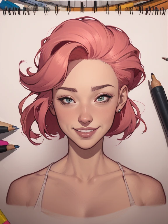um desenho animado de uma mulher com um sorriso no rosto, retrato de desenho animado, arte dos desenhos animadosstyle, pintura digital de desenho animado, por Jason Chan, arte de pintura digital dos desenhos animados, arte digital dos desenhos animados, arte dos desenhos animados style, arte dos desenhos animados, por Ryan Yee, desenho animado de arte digital, cartoon style illustration, em estilo cartoon, arte conceitual de desenho animado, desenho animado realista, Design de personagens de retrato