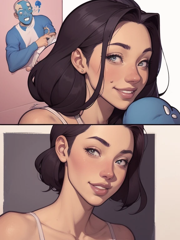 um desenho animado de uma mulher com um sorriso no rosto, retrato de desenho animado, arte dos desenhos animadosstyle, pintura digital de desenho animado, por Jason Chan, arte de pintura digital dos desenhos animados, arte digital dos desenhos animados, arte dos desenhos animados style, arte dos desenhos animados, por Ryan Yee, desenho animado de arte digital, cartoon style illustration, em estilo cartoon, arte conceitual de desenho animado, desenho animado realista, Design de personagens de retrato