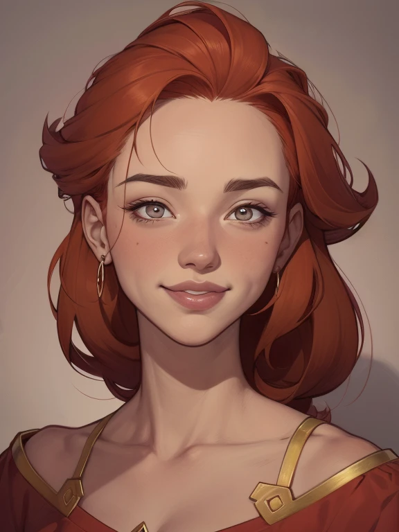 um desenho animado de uma mulher com um sorriso no rosto, retrato de desenho animado, arte dos desenhos animadosstyle, pintura digital de desenho animado, por Jason Chan, arte de pintura digital dos desenhos animados, arte digital dos desenhos animados, arte dos desenhos animados style, arte dos desenhos animados, por Ryan Yee, desenho animado de arte digital, cartoon style illustration, em estilo cartoon, arte conceitual de desenho animado, desenho animado realista, Design de personagens de retrato a close up of a woman loira with sardas on her face, sardento pale skin, with sardas, light sardas, light cute sardas, very light sardas, hint of sardas, elegant sardas, sardento, ginger hair with sardas, cute sardas, red hair and sardas, sardas, sardas!!!, soft sardas, sardento face, rosy cheeks with sardas, white sardas