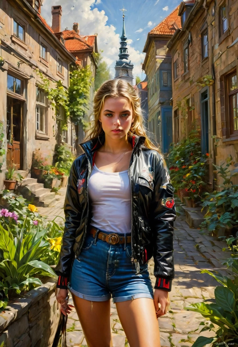 bad Girl, Mean Girl, cool Girl, Man clothing, by Peder Mork Monsted, best quality, masterpiece, very aesthetic, perfect composition, intricate details, ultra-detailed