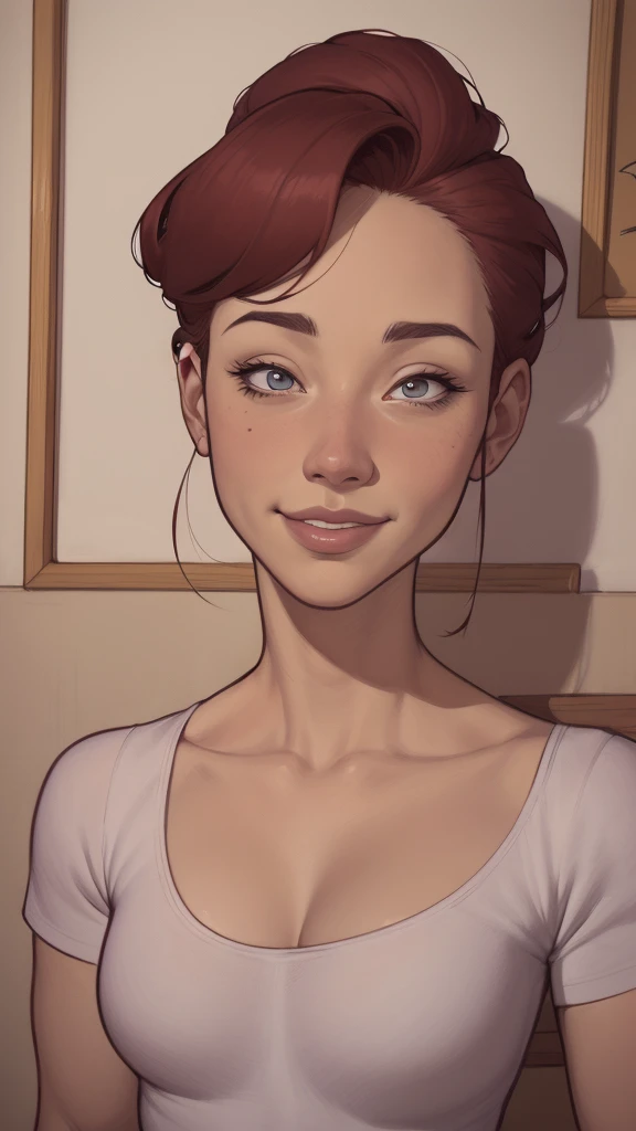 um desenho animado de uma mulher com um sorriso no rosto, retrato de desenho animado, arte dos desenhos animadosstyle, pintura digital de desenho animado, por Jason Chan, arte de pintura digital dos desenhos animados, arte digital dos desenhos animados, arte dos desenhos animados style, arte dos desenhos animados, por Ryan Yee, desenho animado de arte digital, cartoon style illustration, em estilo cartoon, arte conceitual de desenho animado, desenho animado realista, Design de personagens de retrato