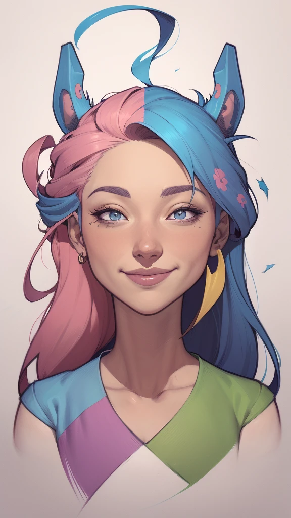 um desenho animado de uma mulher com um sorriso no rosto, retrato de desenho animado, arte dos desenhos animadosstyle, pintura digital de desenho animado, por Jason Chan, arte de pintura digital dos desenhos animados, arte digital dos desenhos animados, arte dos desenhos animados style, arte dos desenhos animados, por Ryan Yee, desenho animado de arte digital, cartoon style illustration, em estilo cartoon, arte conceitual de desenho animado, desenho animado realista, Design de personagens de retrato