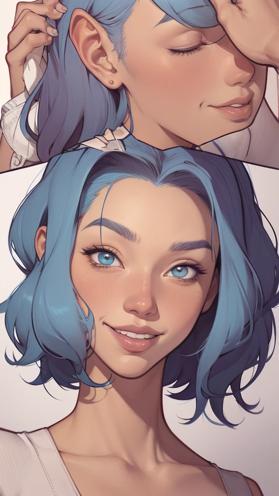um desenho animado de uma mulher com um sorriso no rosto, retrato de desenho animado, arte dos desenhos animadosstyle, pintura digital de desenho animado, por Jason Chan, arte de pintura digital dos desenhos animados, arte digital dos desenhos animados, arte dos desenhos animados style, arte dos desenhos animados, por Ryan Yee, desenho animado de arte digital, cartoon style illustration, em estilo cartoon, arte conceitual de desenho animado, desenho animado realista, Design de personagens de retrato