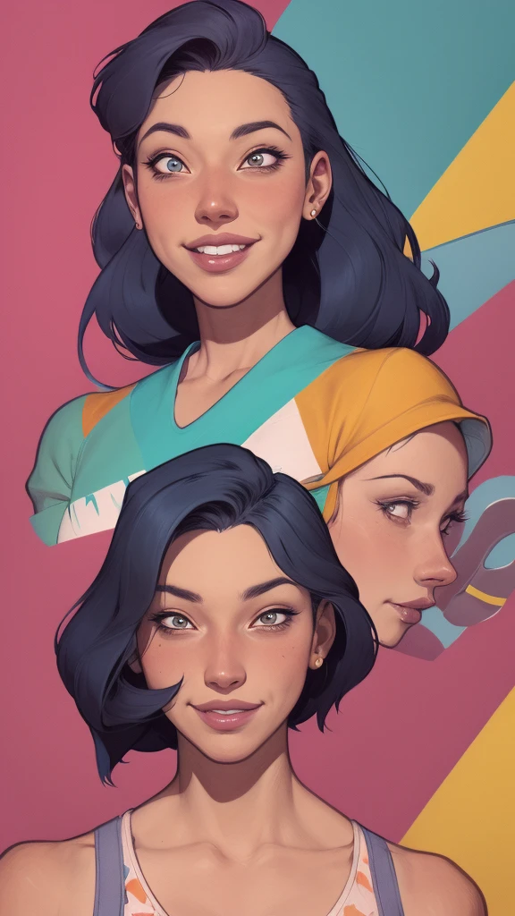 um desenho animado de uma mulher com um sorriso no rosto, retrato de desenho animado, arte dos desenhos animadosstyle, pintura digital de desenho animado, por Jason Chan, arte de pintura digital dos desenhos animados, arte digital dos desenhos animados, arte dos desenhos animados style, arte dos desenhos animados, por Ryan Yee, desenho animado de arte digital, cartoon style illustration, em estilo cartoon, arte conceitual de desenho animado, desenho animado realista, Design de personagens de retrato