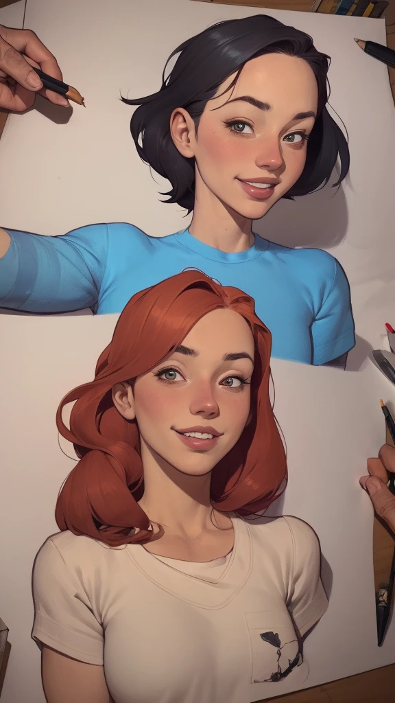 um desenho animado de uma mulher com um sorriso no rosto, retrato de desenho animado, arte dos desenhos animadosstyle, pintura digital de desenho animado, por Jason Chan, arte de pintura digital dos desenhos animados, arte digital dos desenhos animados, arte dos desenhos animados style, arte dos desenhos animados, por Ryan Yee, desenho animado de arte digital, cartoon style illustration, em estilo cartoon, arte conceitual de desenho animado, desenho animado realista, Design de personagens de retrato