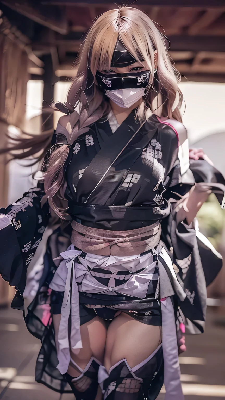 ((The background is the village of Shinobi:1.5)、Female ninja training in the village)、(Realistic、Like a photograph、Live Action、8k, Photorealistic, RAW Photos, Best image quality: 1.4), Single-lens reflex camera、RAW Photos, highest quality, Realistic, Highly detailed CG Unity 8k wallpaper, Written boundary depth, Cinematic Light, Lens flare, Ray Tracing, Realistic background、((ninja style:1.5、waso:1.3、kunoichi:1.4、skirtlift)、Sexy Ninja:1.37、Get into a fighting stance:1.3、Ninjutsu activation:1.2、Trained abdominal muscles、Big Breasts、Pull up the hem to reveal your underwear:1.3)、Grey Hair、short hair、Standing in the village、Night Village、((Ultra-dense skin))、 1 girl,Cute Kunoichi、((whole body:1.5),Looking at the audience:1.1、Glare、I like that style、Pay attention to the details、The perfect outfit、(White skin)、An accurate portrait、Accurate Arm、Accurate feet、Beautiful legs、Precise thighs、Anatomically correct body、View from below