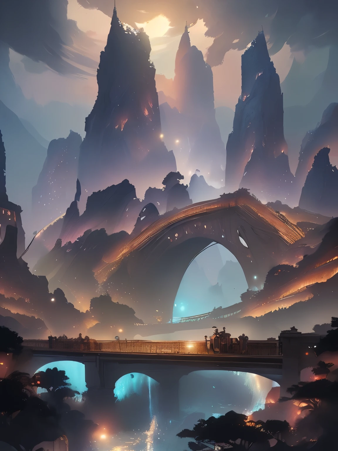 A bridge connecting the world, grow, close, detailed, Sharp focus, elegant, Very detailed, figure, complicated, beautiful, Trend Art Station, Pixiv, Digital Art, By Jordan Grimmer and Greg Rutkowski, Wow, Studio Ghibli, final fantasy