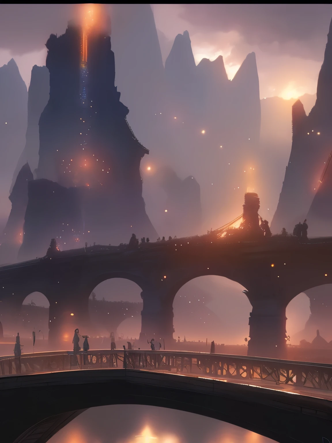 A bridge connecting the world, grow, close, detailed, Sharp focus, elegant, Very detailed, figure, complicated, beautiful, Trend Art Station, Pixiv, Digital Art, By Jordan Grimmer and Greg Rutkowski, Wow, Studio Ghibli, final fantasy