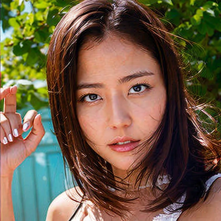 (Summer beach、Seaside、standing by the beach:1.2、Resort、blue sky、Beautiful sea)、(whiteTWearing a shirt:1.4、Bikini bottoms:1.3、Sandals)、the wind is strong、(Realistic、Like a photograph、Live Action、8K, Realistic, RAW Photos, Best image quality: 1.4), Single-lens reflex camera、RAW Photos, Highest quality, Realistic, Highly detailed CG Unity 8K wallpaper, Written boundary depth, Cinematic Light, Lens flare, Ray Tracing, Realistic background、((ultra high density skin))、 A teenage girl traveling in Okinawa,Cute Japanese、whole body:1.5、Super detailed face、Kissing Face、Facial expressions that want to kiss),avert your eyes:1.1、(Straight Long Hair:1.2、My hair flutters in the wind:1.1)、I like that style、stylish、Very detailed、Pay attention to the details、Perfect outfit、(Sunburned skin)、View from the front、Accurate hands、Accurate legs、Detailed hands and fingers、Anatomically correct body