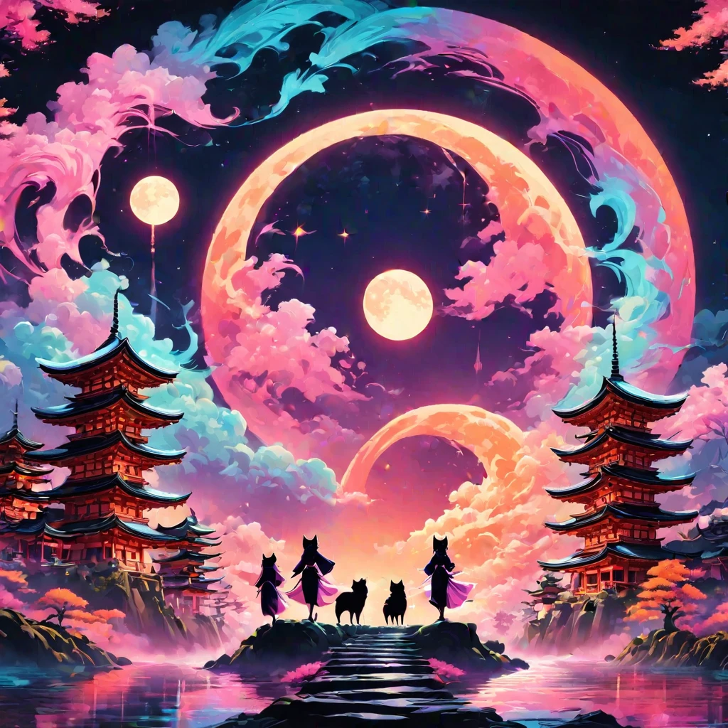 (masterpiece, best quality:1.2), neon kyoto style