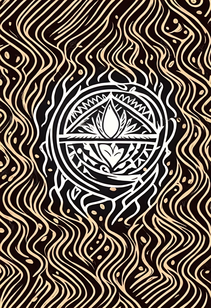 90s style, tribal, logo for a coffee shop, 2d drawing, flat