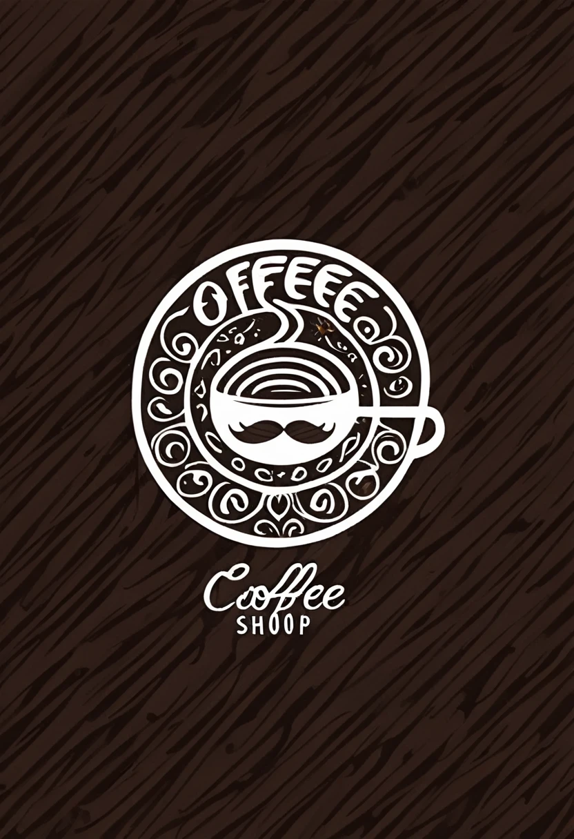 90s style, tribal, logo for a coffee shop, 2d drawing, flat