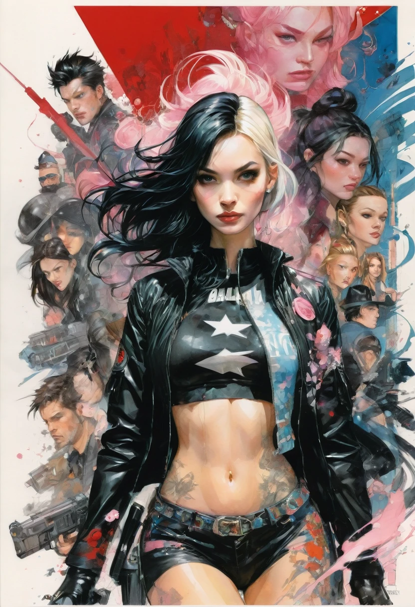 bad Girl, Mean Girl, cool Girl, Man clothing, by Dustin Nguyen, best quality, masterpiece, very aesthetic, perfect composition, intricate details, ultra-detailed