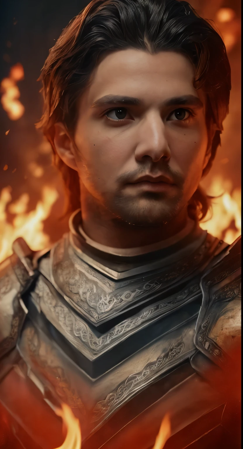 (((Cinematic epic poster))) of Criston Cole wearing a combat armor, Gothic style, (((detailed face))), (a detailed RAW photo of a ), (master part:1.0), (best quality:1.4), (Ultra Highres:1.2), (photorealistic:1.4), 8K resolution, Canon EOS R5, 50 millimeters, Absurd, Ultra Detailed, sharp focus, Cinematic lighting, detailed face, (ULZZANG-6500-V1.1), detailed skin texture, pale skin, chest round, (pale :0.5), Cinematic lighting. (((Abstract flames background, cinematic lighting )))