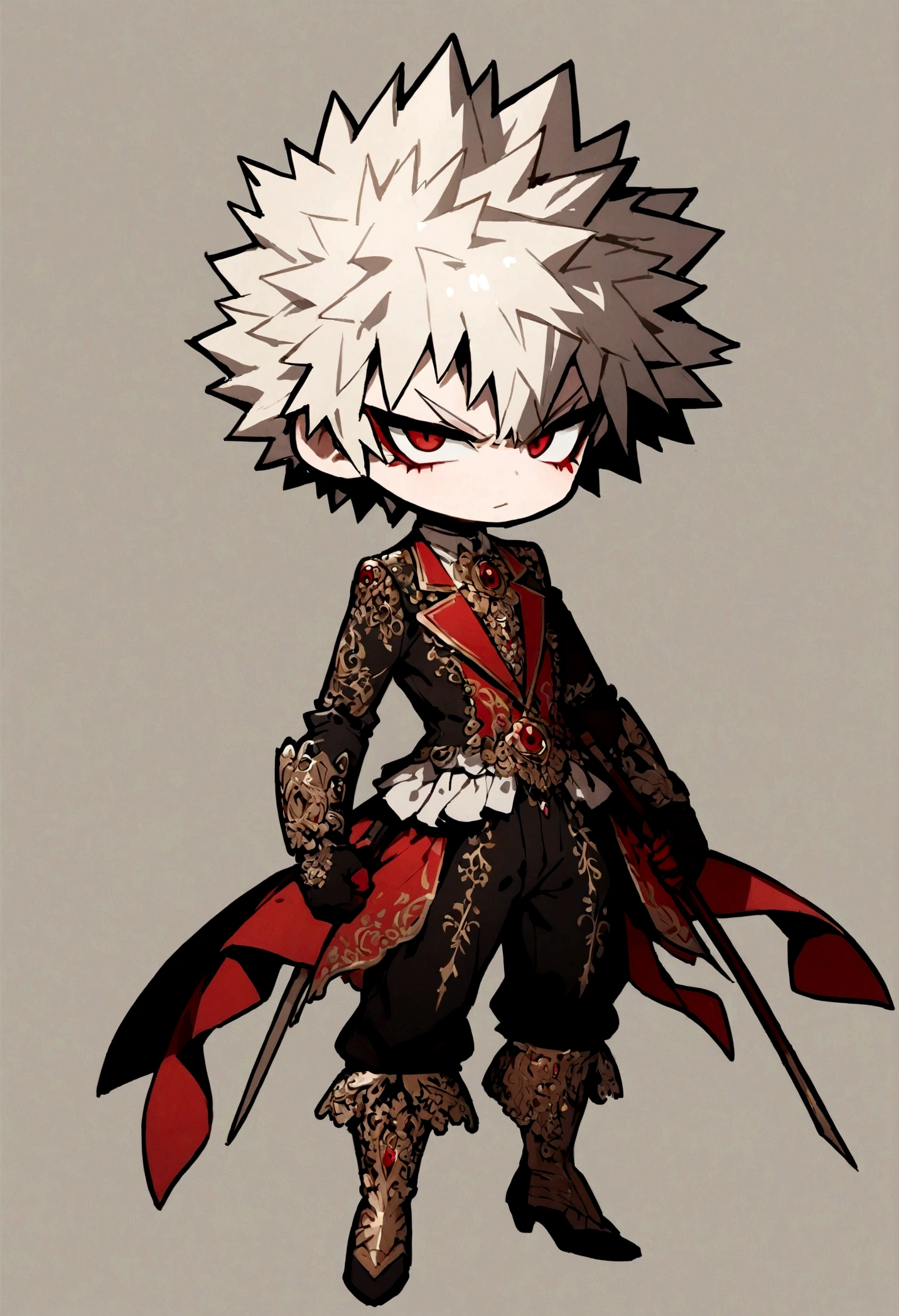angry chibi bakugo full body