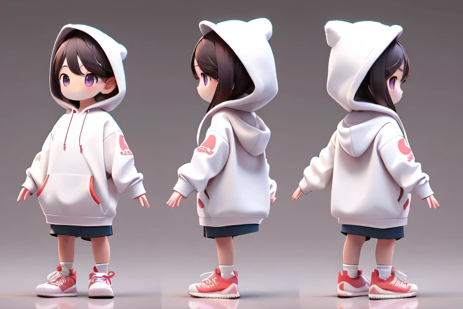 sanshitu, Three Views, whole body, Noodle Soup，wearing hoodie