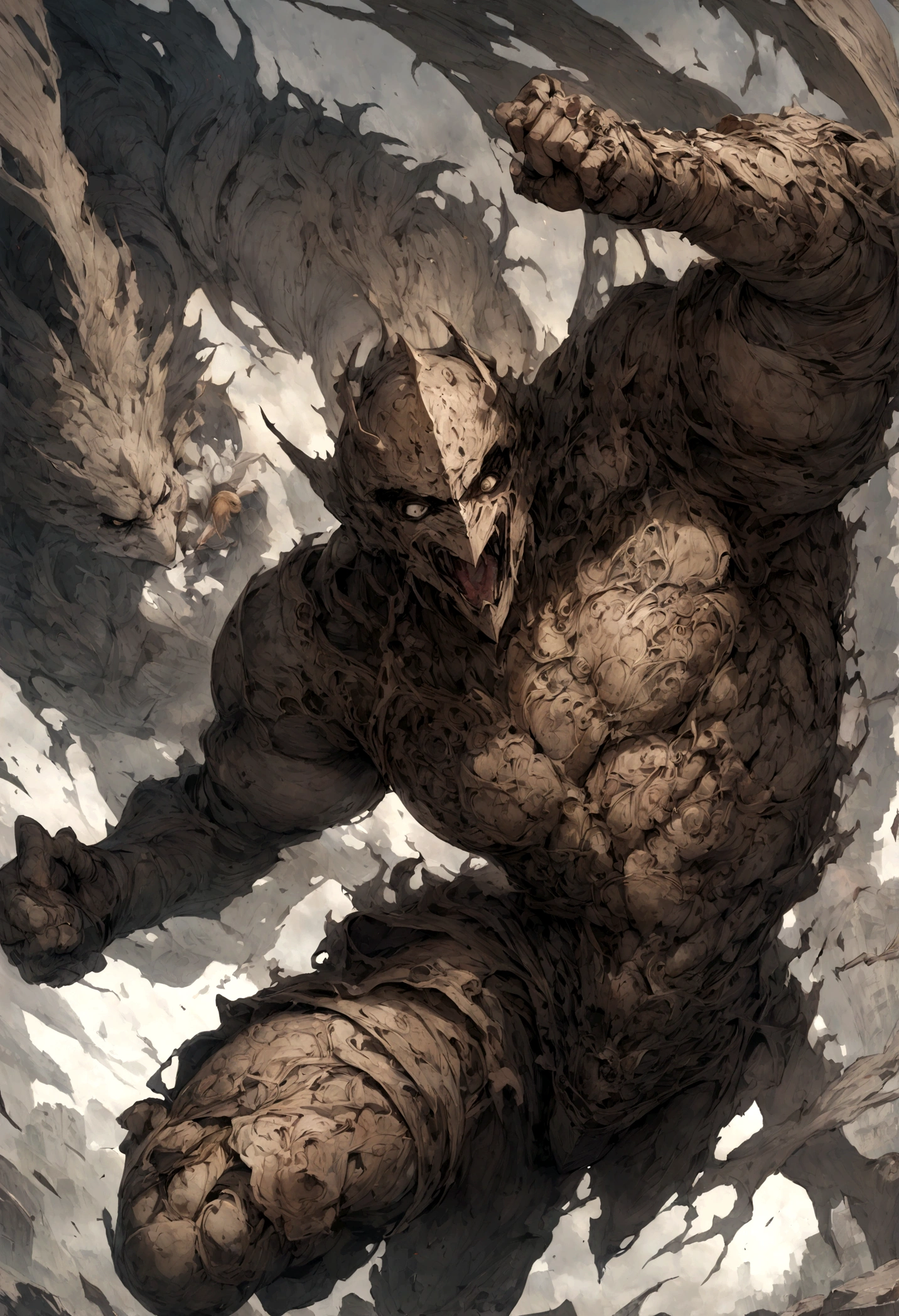 man fighting a guardian