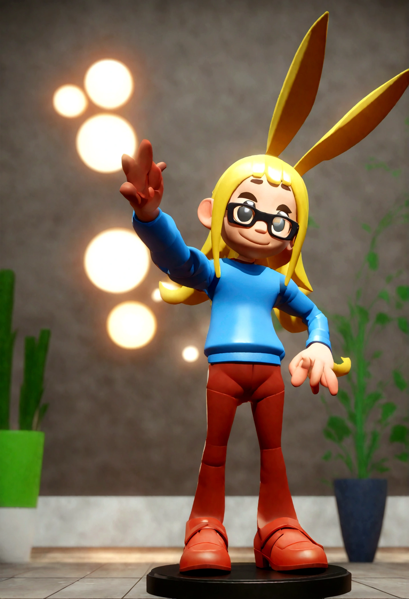 Cartoon character style couple of one in black glasses and blue shirt on a blonde woman in red shirt, um personagem animado, fazendo compras no supermercado enquanto um deles olha o celular. Caractere estilizado, animation style rendering, 3D estilizado, Arnold Maya rendering, Stylized 3D rendering, toon render screenshot, Personagem 3D, Personagem 3D, Stylized 3D rendering, 3D character rendering, personagem de desenho animado, Personagem de close up, Pose de personagem, (Estilo Pixar) (parte mestre:1.2) (Bokeh) (melhor qualidade) (pele detalhada) (textura detalhada) (8K) (argila) (cinematic lighting) (sharp focus,Senta e vaza a parte superior do corpo