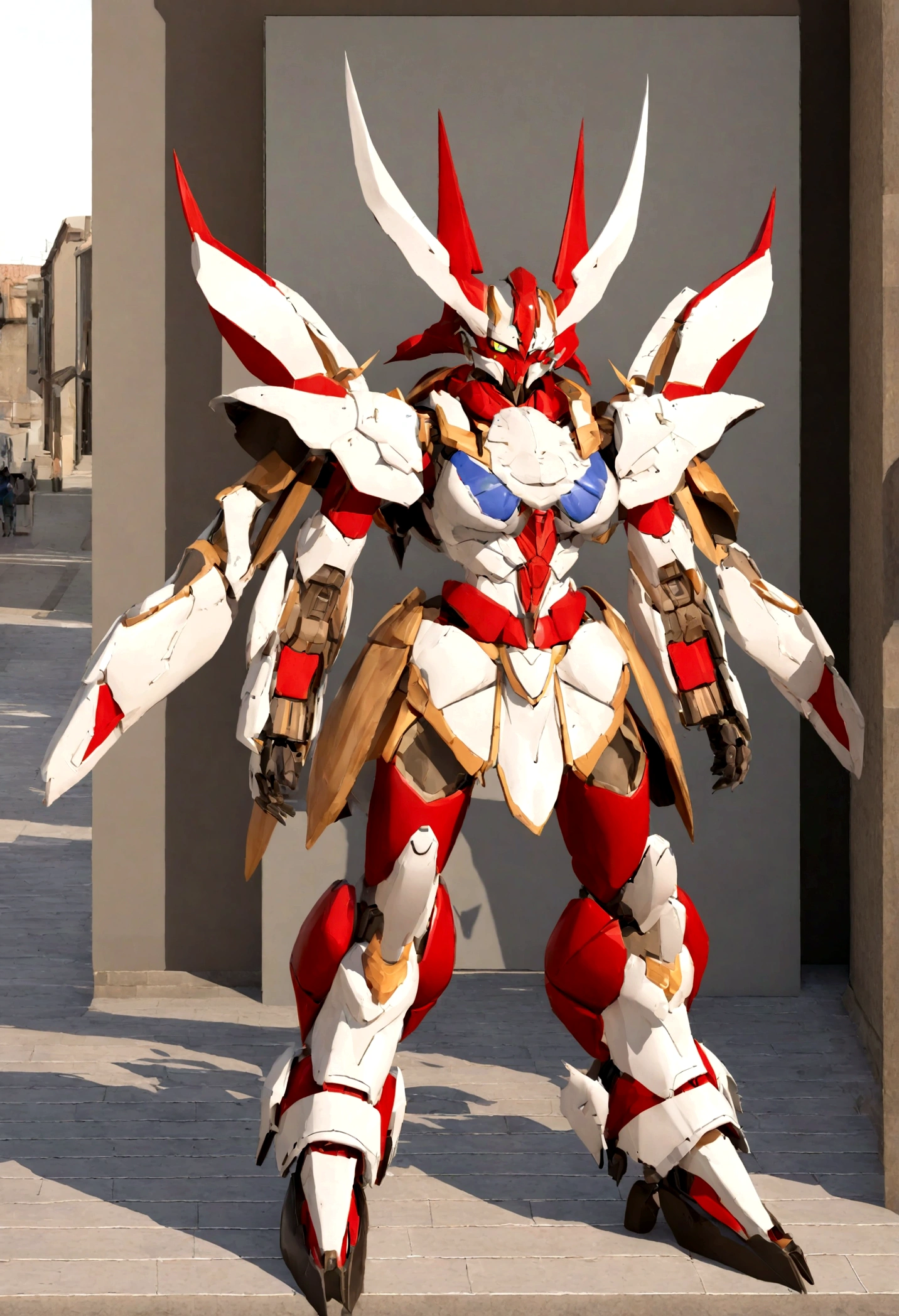 (Mecha Demon God, 3D rendering), plano de fundo cidade rua centro, limpar HD, 8k resolution, muito detalhado, pintura digital, arte conceitual, Estilo Shinkai Makoto, Pop Popularization Trend, pop, Pop Trend on Pixiv.