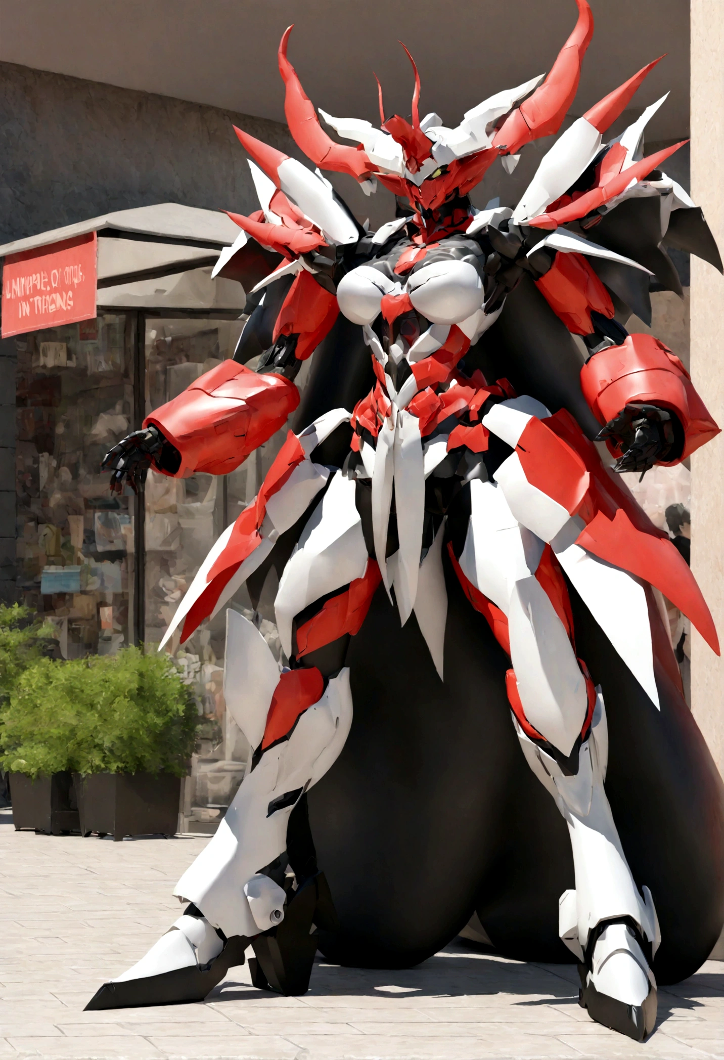 (Mecha Demon God, 3D rendering), plano de fundo cidade rua centro, limpar HD, 8k resolution, muito detalhado, pintura digital, arte conceitual, Estilo Shinkai Makoto, Pop Popularization Trend, pop, Pop Trend on Pixiv.