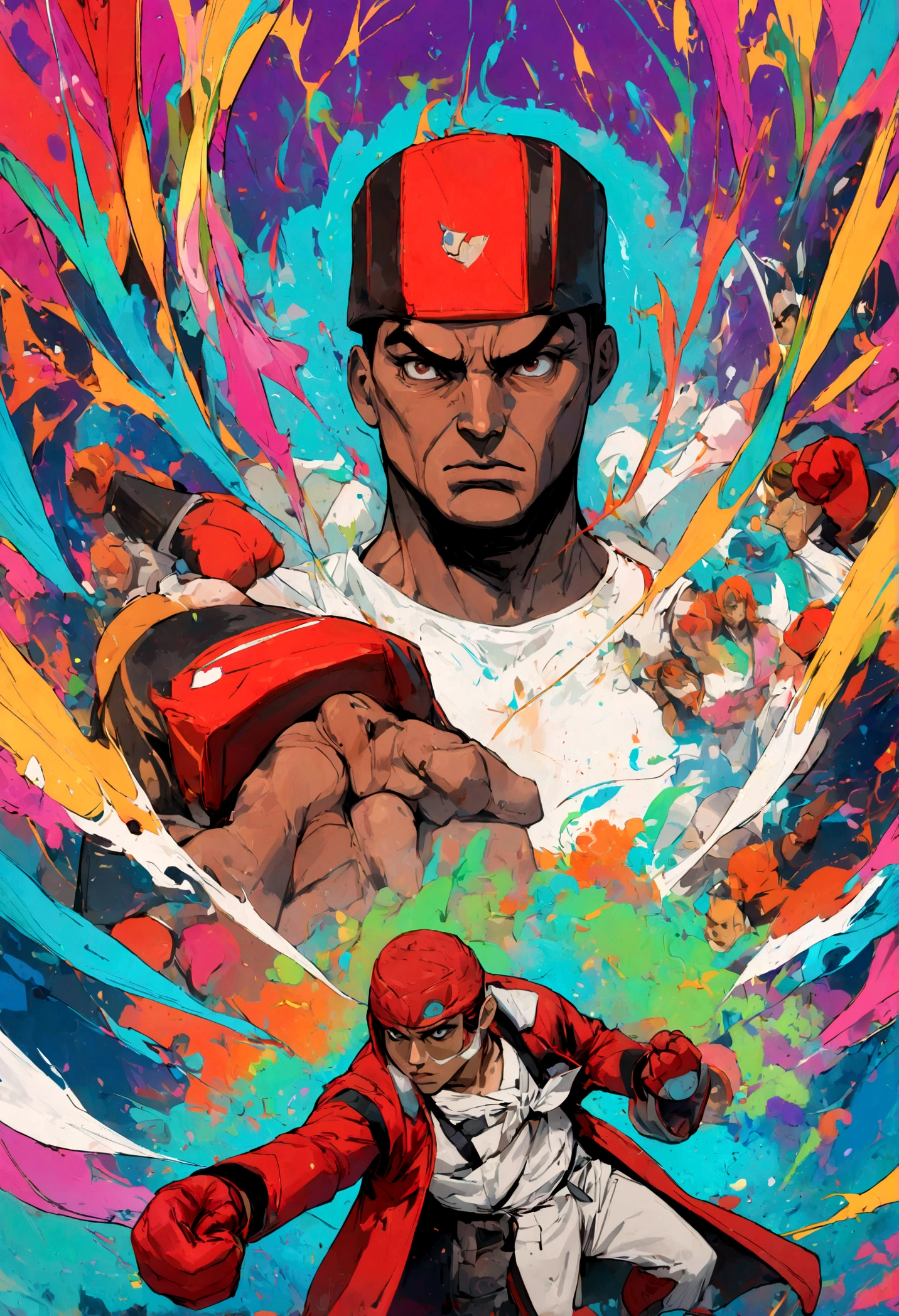(lutador de boxe, real, Pablo Marchal), dentro de um ringue de Boxe nocalteando Guga Noblat