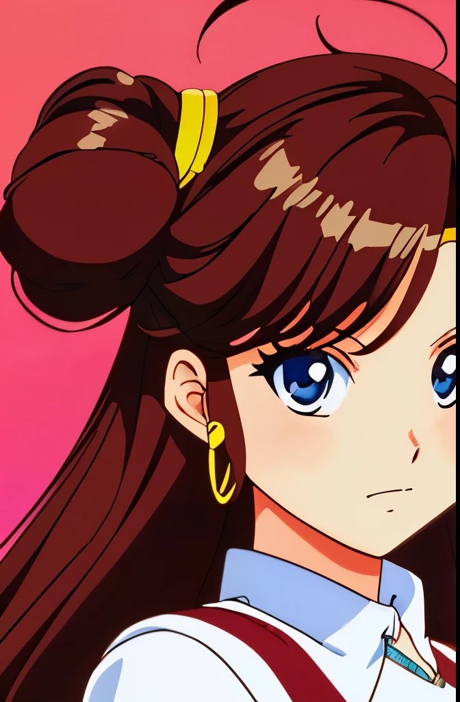 (80s anime style), masterpiece, top-quality, ighly detailed, 1girl, soro, ((Unique design)), (((Unique hairstyle)))red blush ,Cute pretty hair color((Unique fashion))