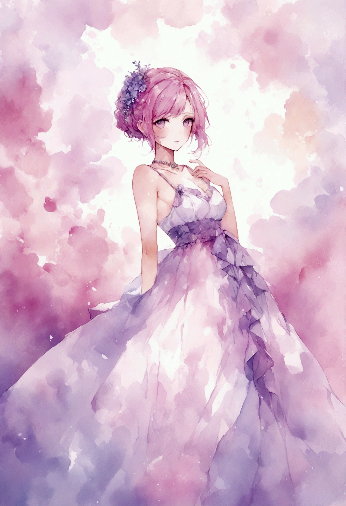 Prom Digital Wallpaper Digital Art Watercolor Purple and Pink