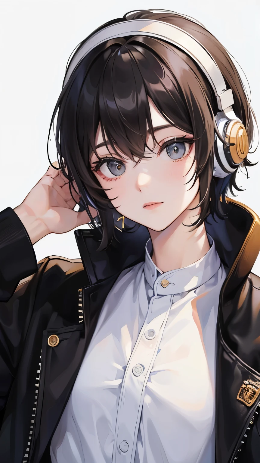 ((highest quality)), ((masterpiece)), (detailed), headphone, null, Black Hair