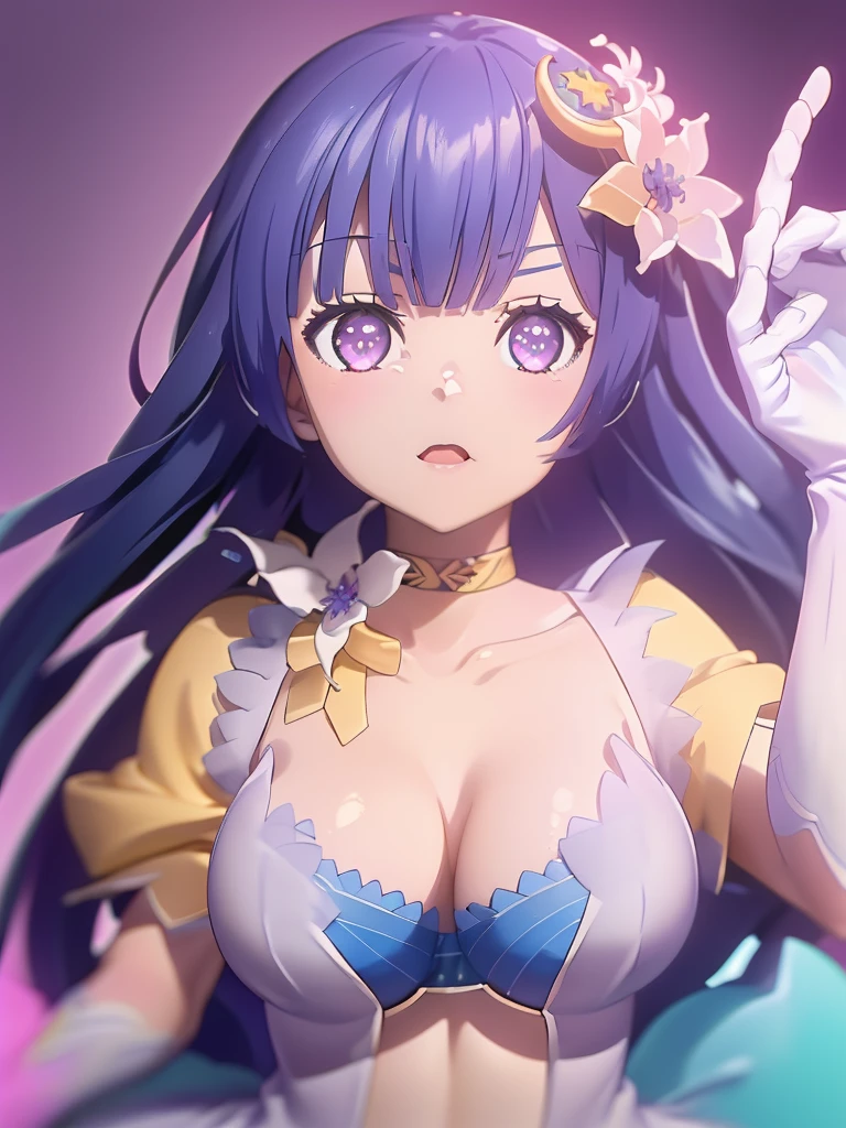 gran calidad ++ Extremely detailed high resolusionolution, very aesthetic, ojos expresivos, (((Cara perfecta))), (((face symmetrical))), ((good anatomy)), (((manos perfectas))), (((8k))), UHD, Fondo de pantalla HD, (((alta calidra detallada, (((((1girl)))))), solamente, Obra maestra, La mejor calidad, high resolusion, Altamente detallado, (illustration), hermosos ojos detallados, (((combatant))), (((((1girl))))), ((((fullbody)))), ((((Girl with characteristics of Miku Izayoi and Hoshino Ai)))), (((meijiu))), (((purple hair))), (((purple eyes))), (((star-shaped pupils))), (((fusion))), (((agglutination))), Combination, (((hembra madura))), (((manos en los pechos hipig))), (((hombros estrechos))), (((cintura estrecha))), (((stage))), Cabello largo, enorme, Jardin de un castillo, (((gigantic breasts))), (((mature female))), Obra maestra, mejor calidad, ((Obra maestra)), ((mejor calidra descarrilado)), Parte superior del cuerpo, (((mirada cara a cara))),