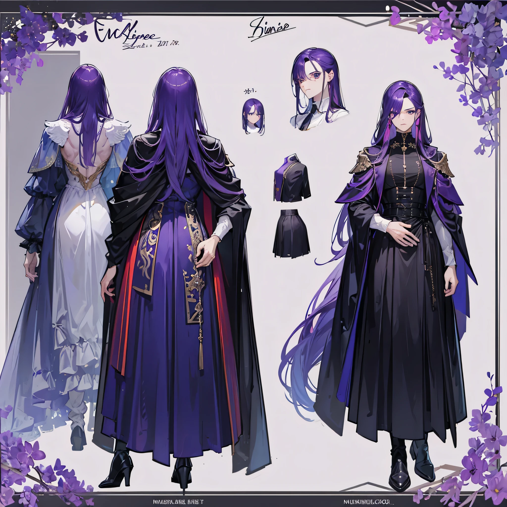 (Masterpiece, best quality), detailed, 1 man, ((character concept art)), ((character design sheet, same character, front, side, back)), full body, body complete, 1 Male, 1 Man, Detailed face, character design sheet,full bodyesbian, Highly detailed, character sheet, character design, Many parts, dark skin, angel wings, long purple hair, male angel outfit, masculine, male clothes,muscle male god, muscle man, male muscle, manly, male angel, Muscle male with purple long hair, beautiful man