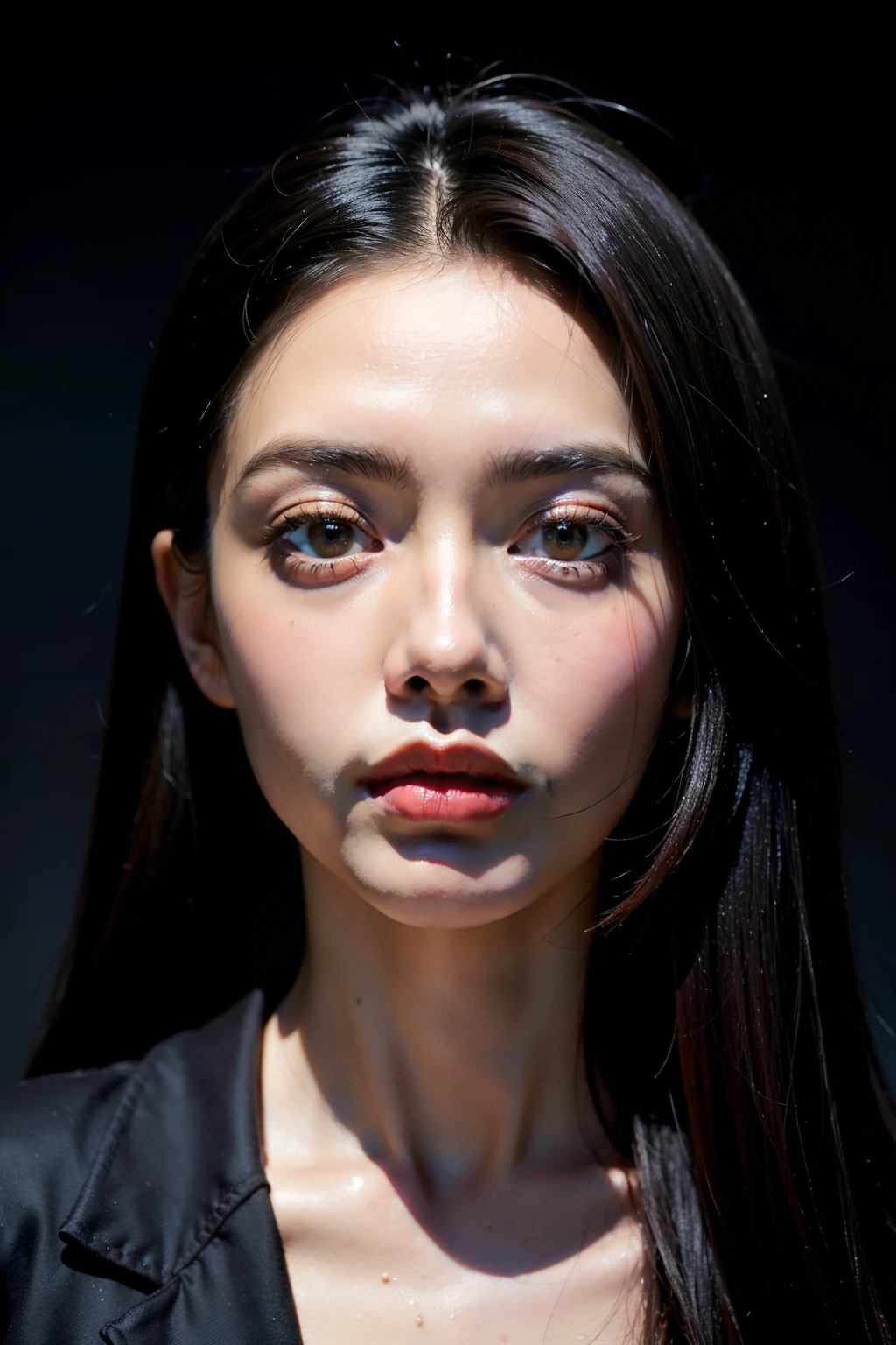 surrealismo, alto detalhe, cinematic lighting, Rastreamento de raio, viewing angle, Photos at eye level, hiper HD, Obra de arte, pele texturizada, 4k, melhor qualidade, Hand on face, olhar para cima, expression of doubt, olhar desconcertante