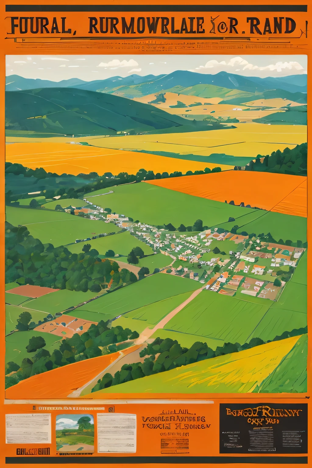 rural，Orange Township Blessed Land，，poster，laid back，high quality，detail