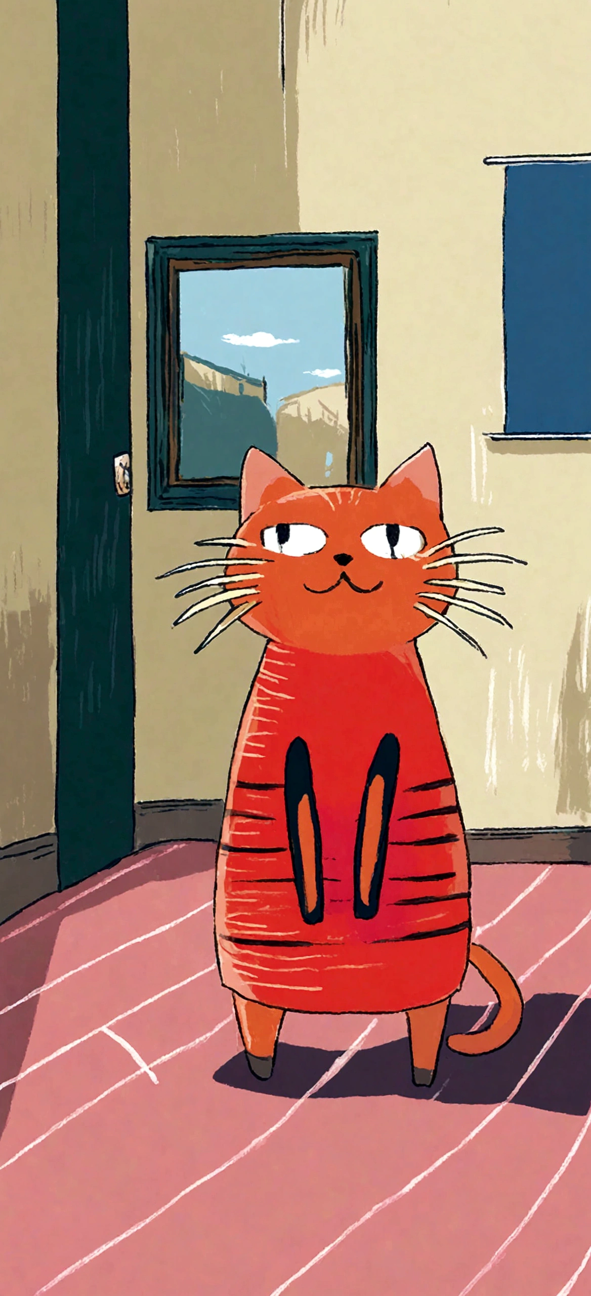 cat, office, flat style, painting