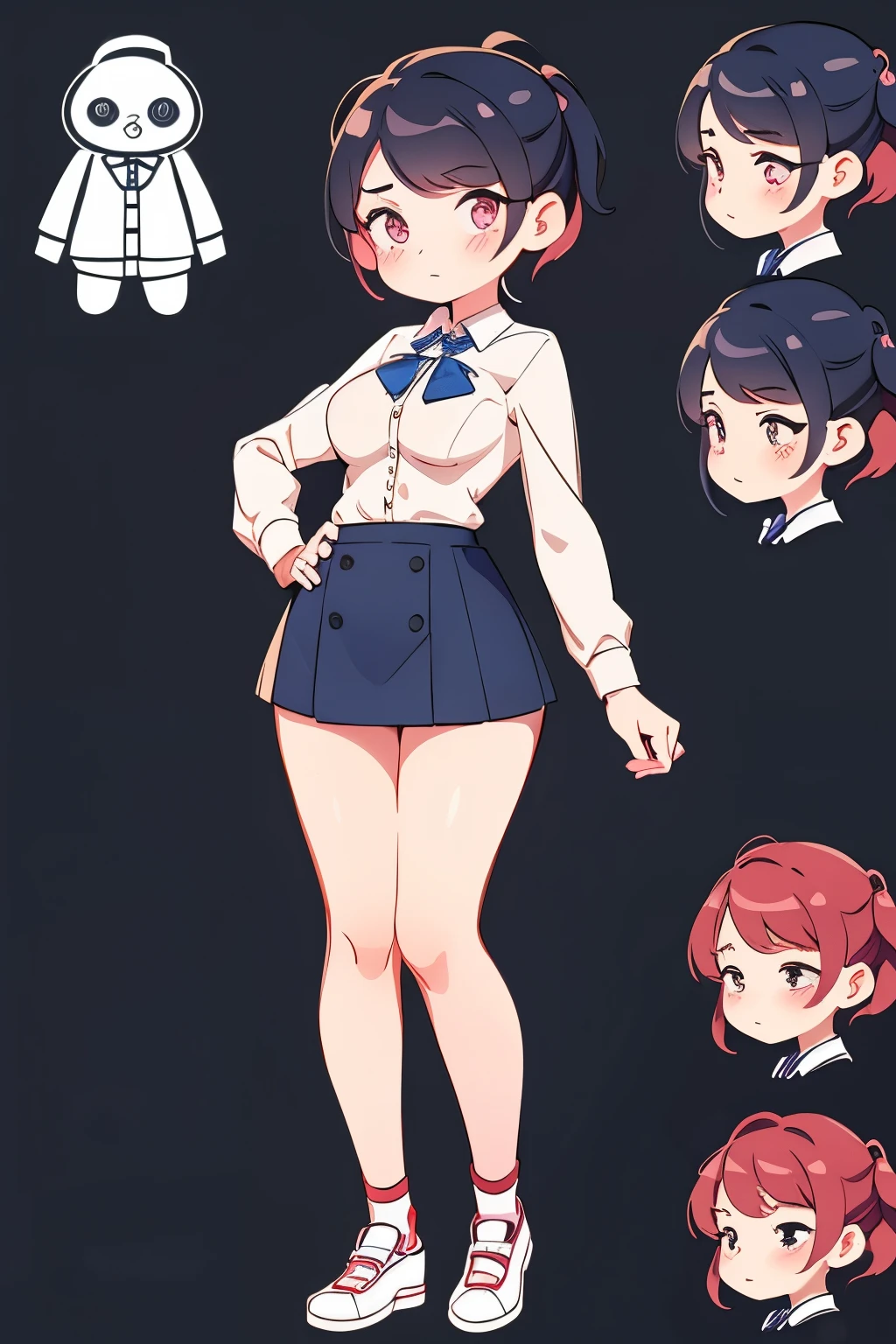 Q version characters,girl,Preppy style,pupils,Q version characters, body type,Very short height Recommended model:Rev Animated,QteaMix Universal Q version model,cute big breasts(Professional cute style, cute style
