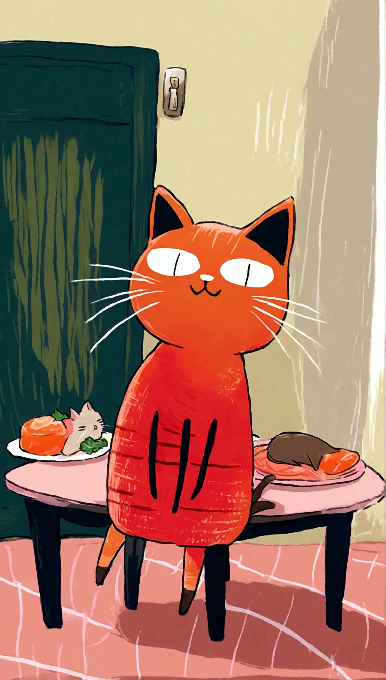 cat, table, sitting on chair, dinner