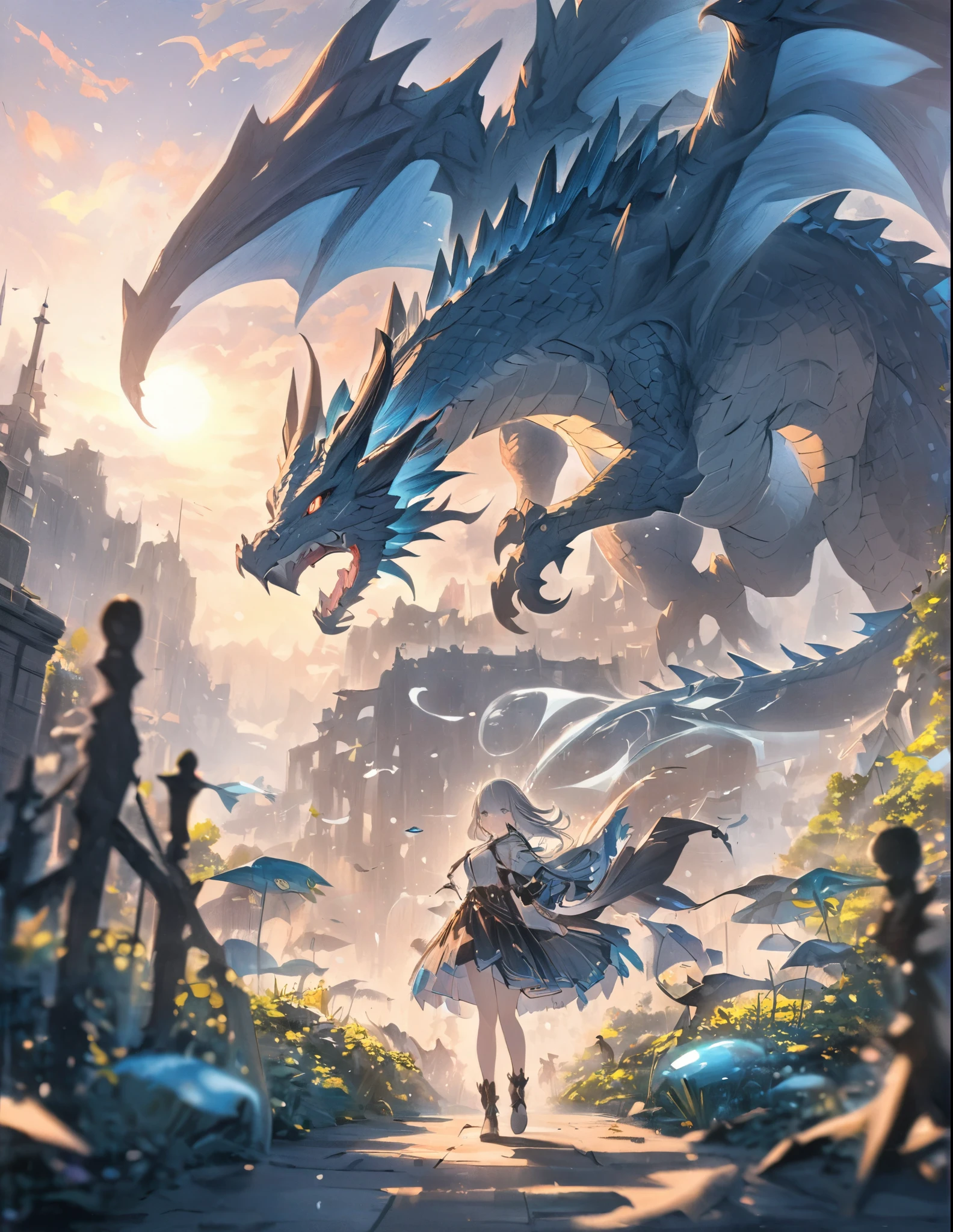 Solo,full bodyesbian,(Dark blue hydra:1.4),giant beast,In the clear blue ocean,[(Cyan background color)::10],(Ruins background:1.3),Super Evolution,Exquisite detailed,(Big boss monster:1.3),8K,hyper HD, retinas, Anatomically correct, Textured skin, Super detail, Best quality, A high resolution,(Extremely popular illustration wallpaper),((The mysterious ruins of Atlantis:1.2)),Ultra-detailed particle detail,((A ray of sunlight shines from the sky:1.3)+(//The right light source:1.6//)),((Forbidden spell text on the wall of the ruins:1.4)),​master piece,MIDJOURNEY