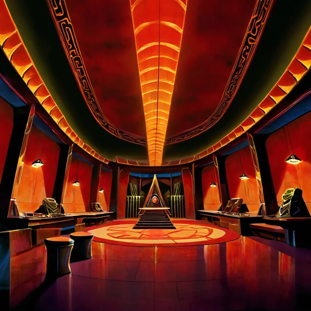 KLINGONS klingon planet homewold vernacular homes and interior designs with deep rich colors shades textures exotic impressive dignified with woods metals stonework tilestiling and glass art with klingon fixtures surfaces
