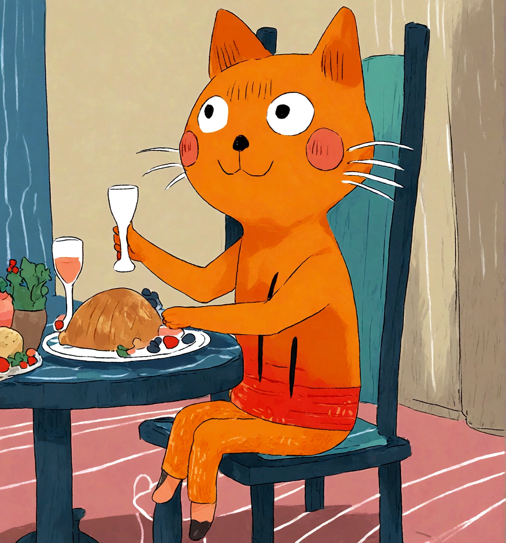 table, sitting on chair, dinner