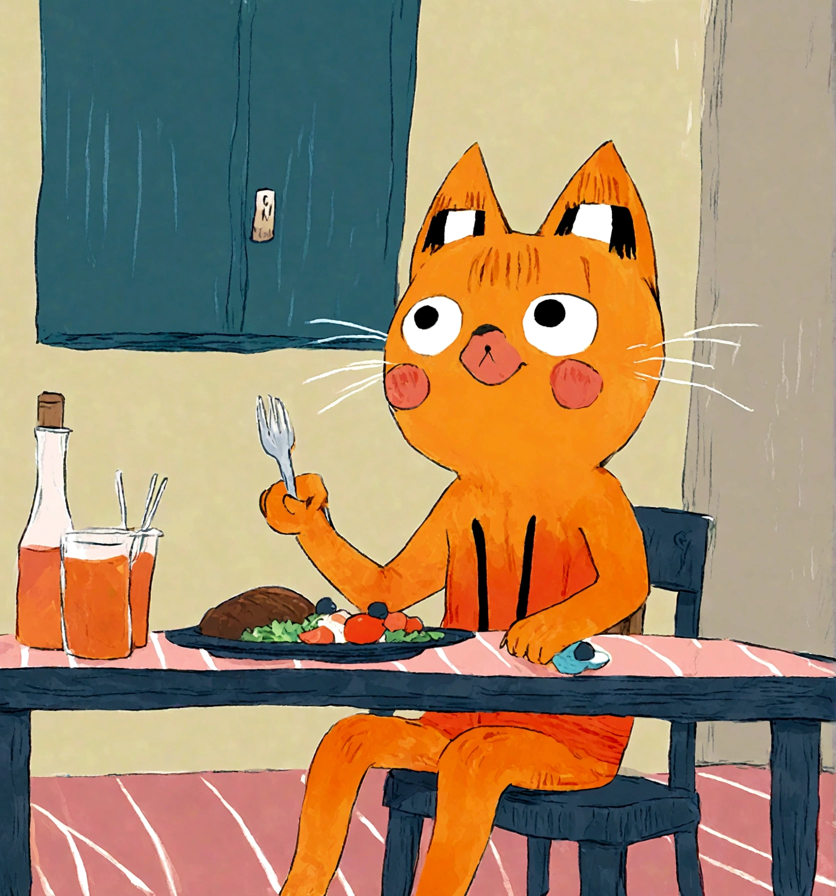 table, sitting on chair, dinner