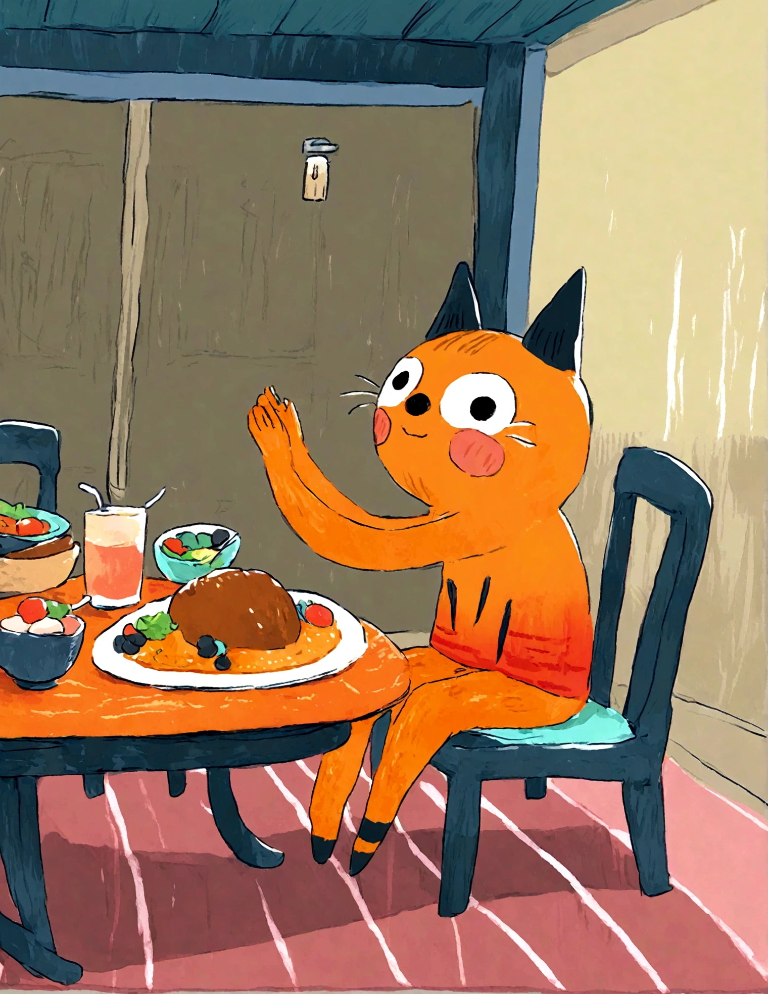 table, sitting on chair, dinner