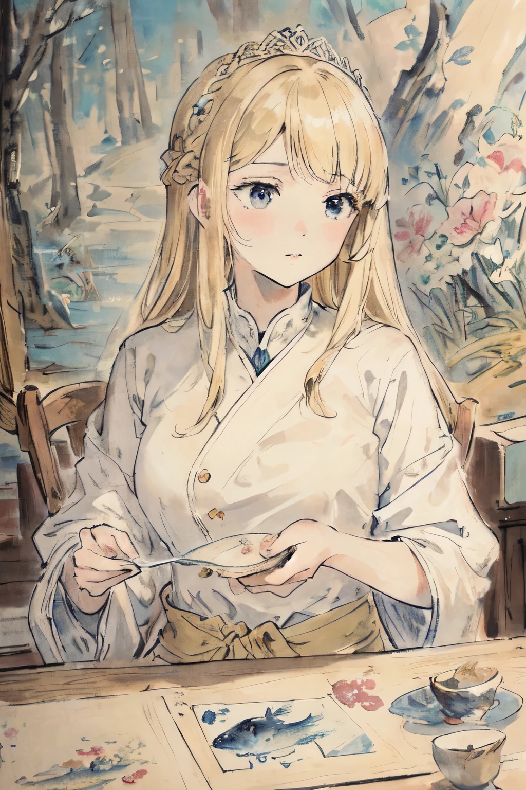 masterpiece, best quality, very delicate and beautiful girl,very delicate and beautiful, world masterpiece theater, very detailed, very detailed, best quality, blonde hair, mackerel, very detailed,1 woman, best quality, illustration, looking at viewer, impasto, Canvas, oil painting, reallyistic, reallyist ,really,