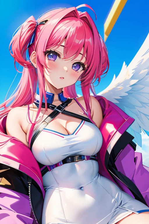 (masterpiece, best quality:1.2), girl, angel, vaporwave aesthetic