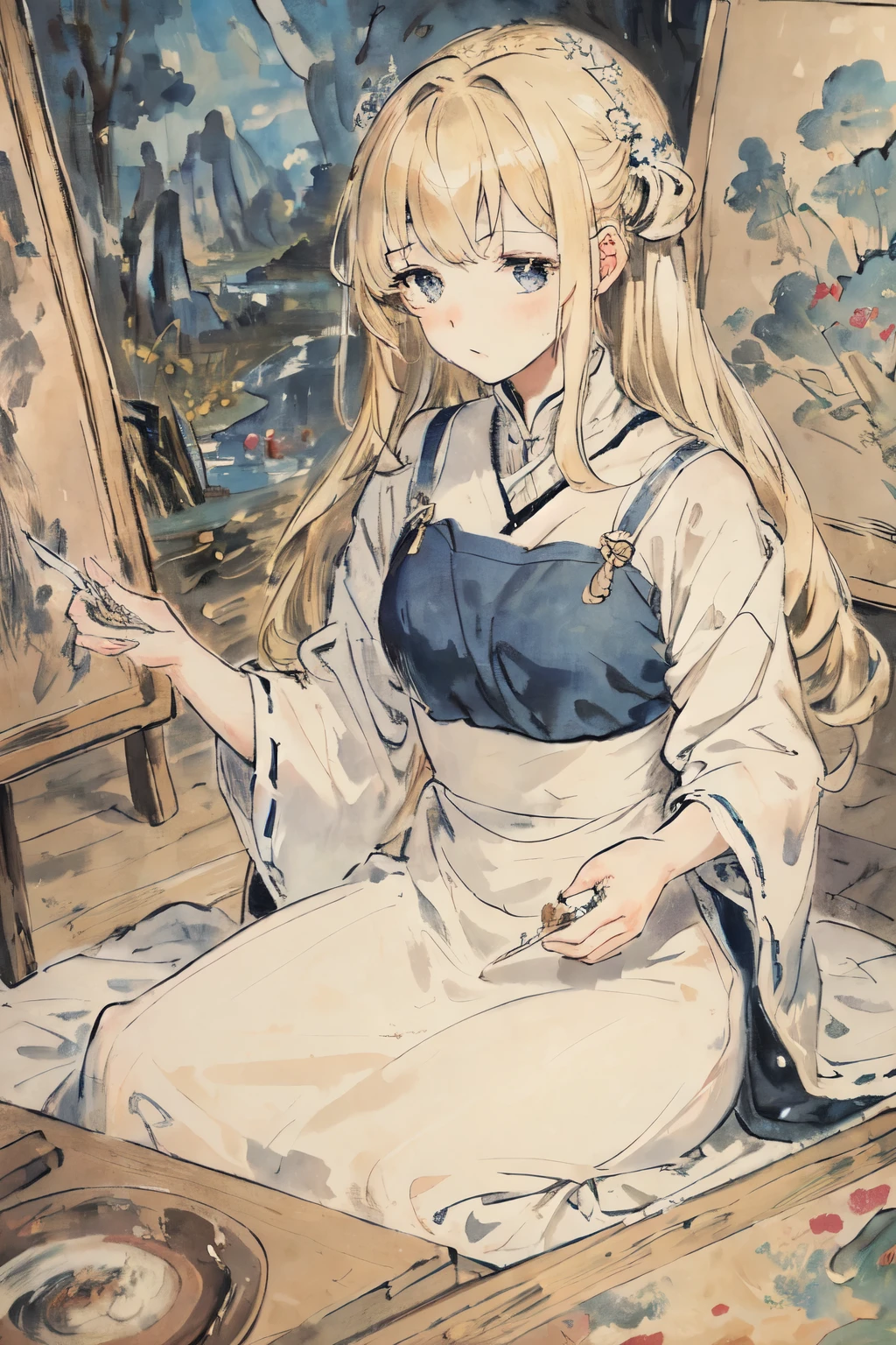 masterpiece, best quality, very delicate and beautiful girl,very delicate and beautiful, world masterpiece theater, very detailed, very detailed, best quality, blonde hair, mackerel, very detailed,1 woman, best quality, illustration, looking at viewer, impasto, Canvas, oil painting, reallyistic, reallyist ,really,