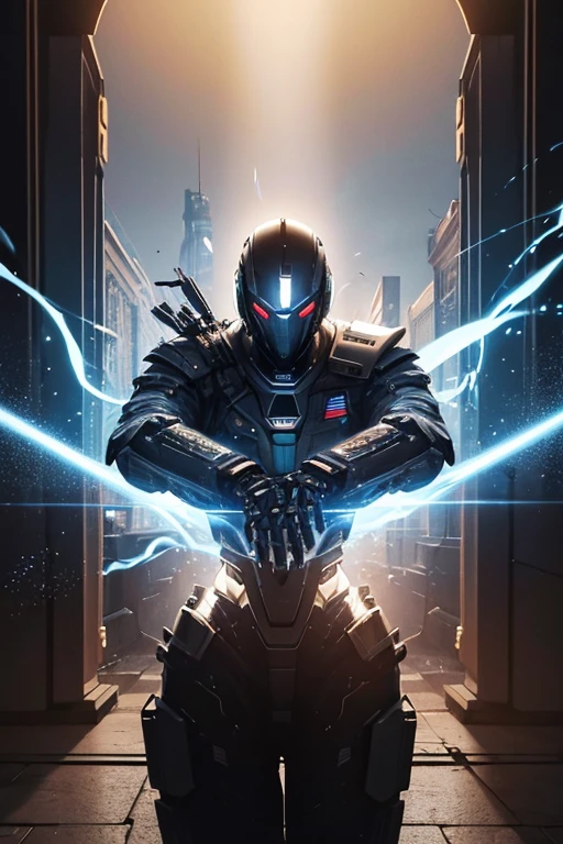 escuro_fantasia,ciberpunk, (melhor qualidade, Obra de arte),Branco,1 homem,Mechanical Wonder,Robotic presence,Cyber Guardian,wearing a cyber jacket,cidade, arte digital da mais alta qualidade, Arte impressionante, papel de parede 4k, altamente detalhado, military robot,army, zona de guerra,black and Branco, arte digital da mais alta qualidade, Arte impressionante, papel de parede 4k,8K,64 mil, High definition, incomparable masterpiece, dynamic lighting, cinematic, epic, damaged mechanical parts