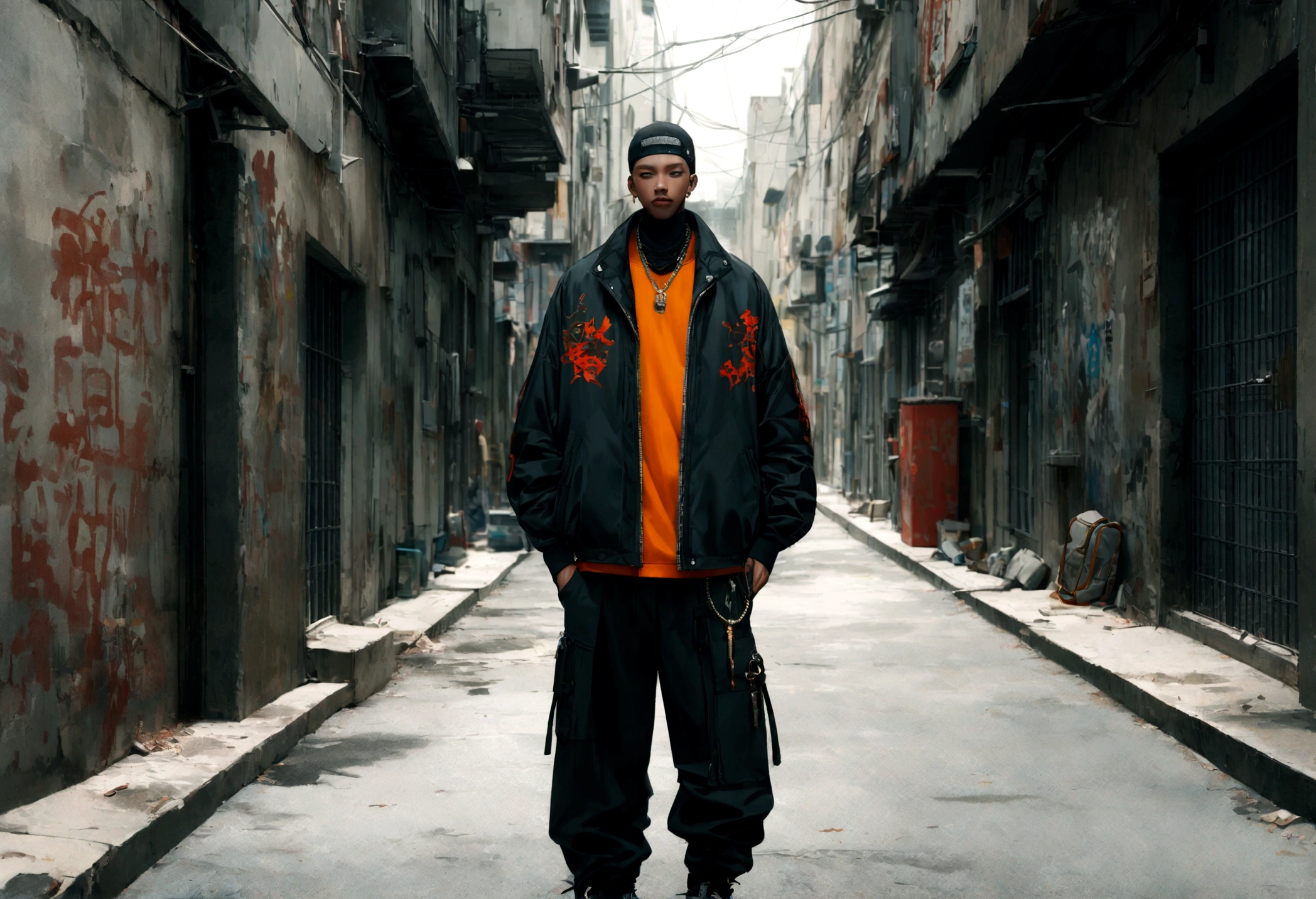 I'm on this road searching for freedom, to change the unchanging future ,High definition,8K,wall,Hip-Hop,Rap,Alley,wallに落書き,Hip Hop Fashion,Young man,cool