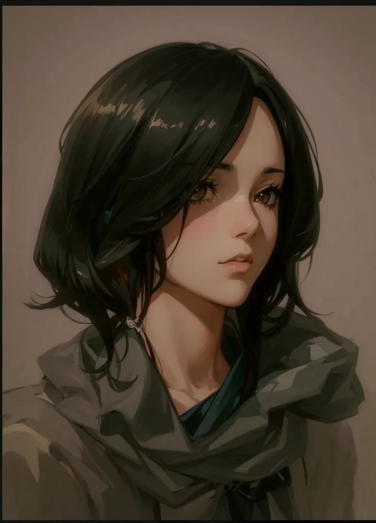 anime girl with black hair and brown eyes wearing a choke, anime realism style, beautiful anime portrait, portrait anime girl, detailed portrait of anime girl, semirealistic anime style, s anime art style, girl with black hair, fubuki, anime style portrait, realistic anime artstyle, portrait of an anime girl, beautiful anime art style, realistic anime art style, Mikasa