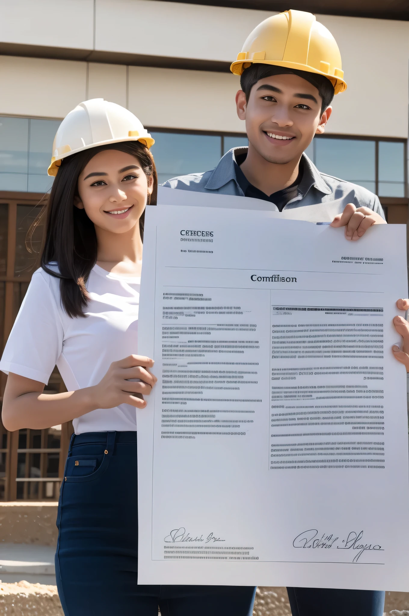 Beautiful holding the first-class construction engineer certificate，Real People