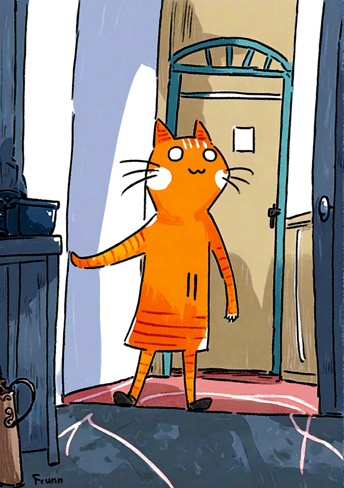 standing in front house
