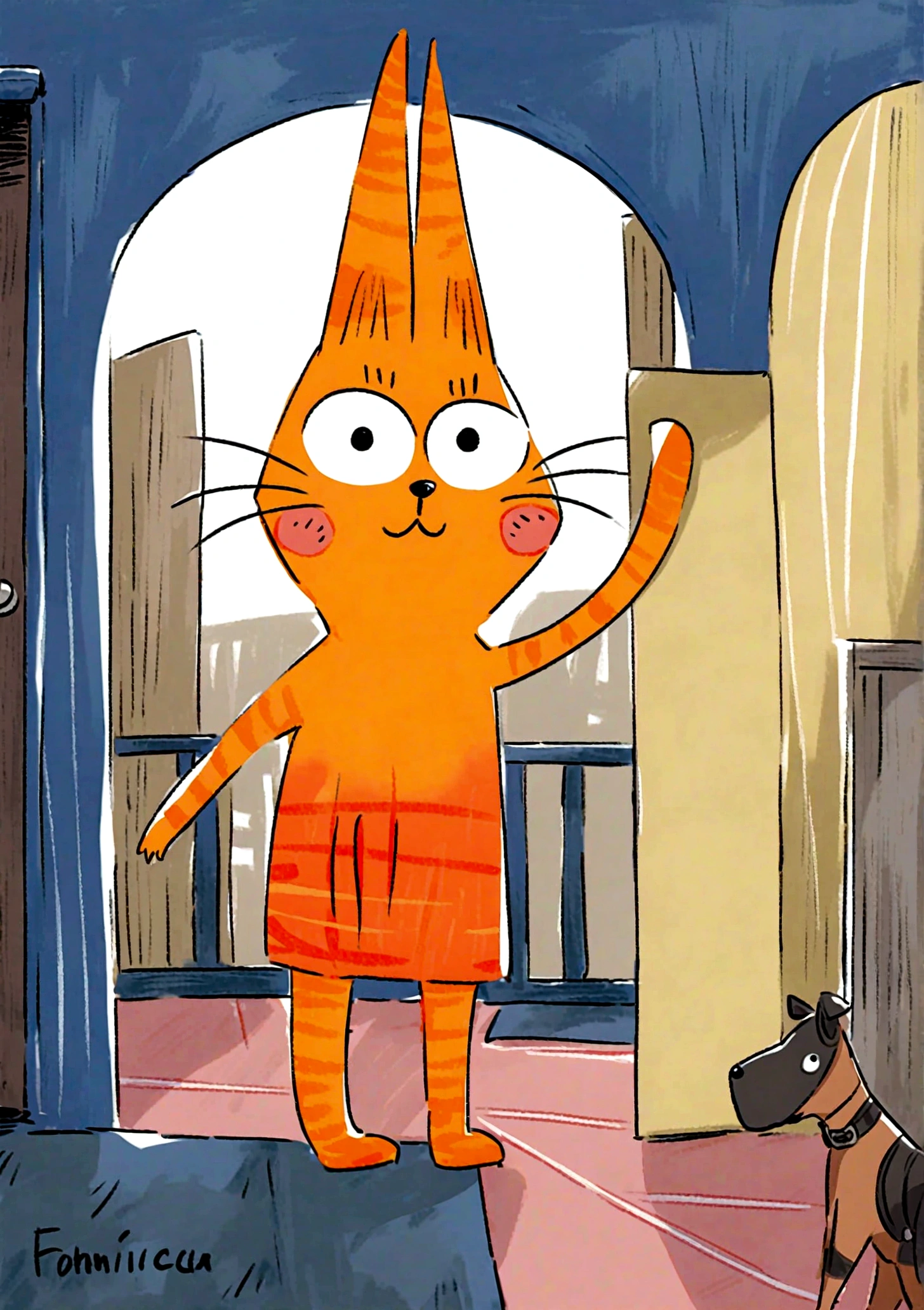 standing in front house